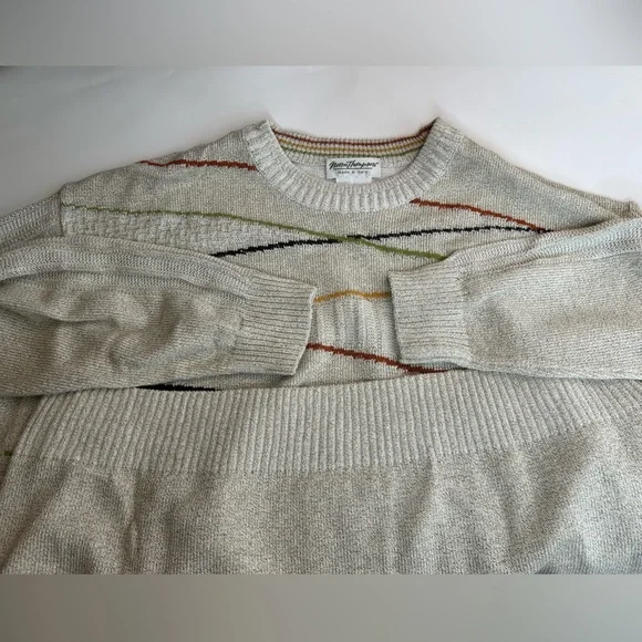 Norm Thompson Vintage Men's Cream Sweater with Multicolor Stripes Size XXL - Picture 4 of 6